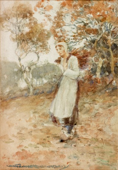 Niña llevando un fardo de leña de Victor Noble Rainbird